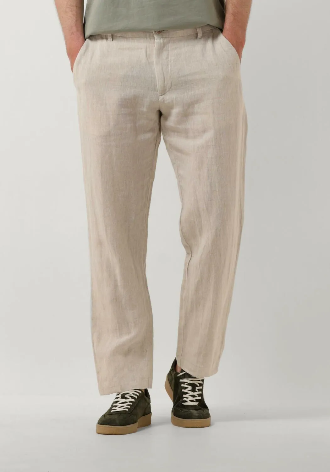 BEIGE SELECTED HOMME PANTALON SLH196STRAIGHT MADS LINEN PANT