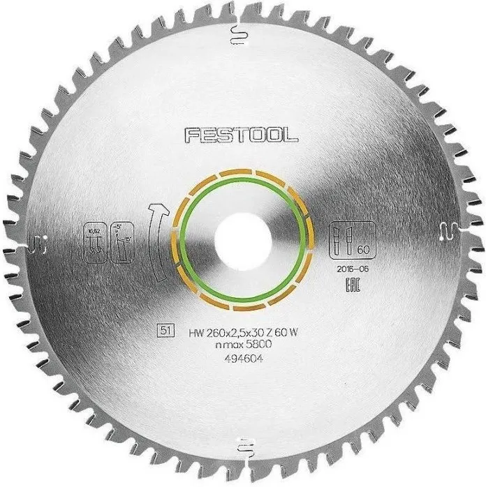 CIRKELZAAGBLAD HOUT  FESTOOL CE voor Kapex KS88/KS120*fijn getand*