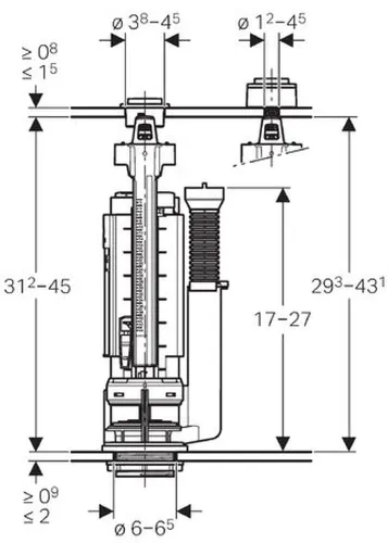 GEBERIT BODEMVENTIEL TYPE 290 KERA.RES.GAT Ø 40 MM 2TOETS SPOELING