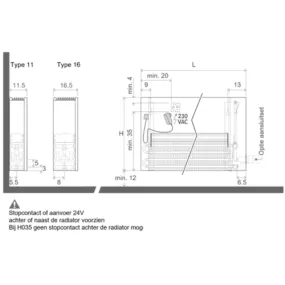 Jaga Strada Hybrid convector type 15 wand H50 L240 grijsACO 4902W