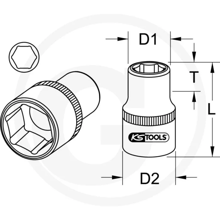 KS TOOLS 3/4” CLASSIC ZESKANT DOPSLEUTEL, KORT, 46MM  FLANKTRACTIONPROFIL