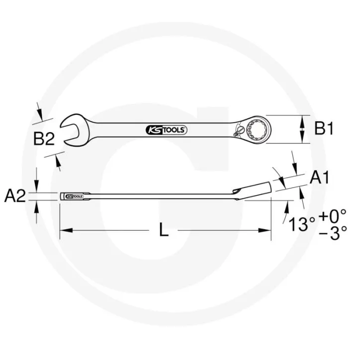 KS TOOLS DUO GEARPLUS RATELRINGSTEEKSLEUTELSET 24MM  OMSCHAKELBAAR 341 / 611 NM