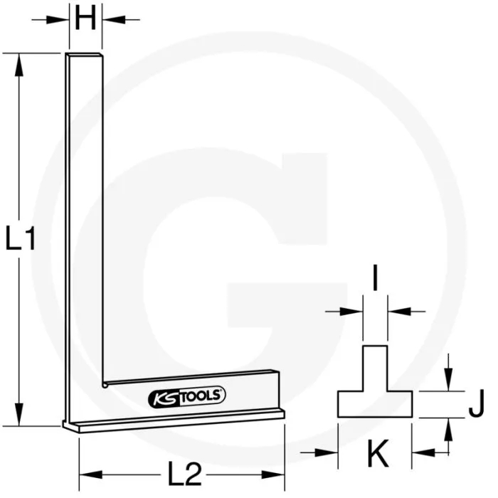 KS TOOLS WINKELHAAK 300 MM  STAAL, MET ANSCHLAG, 300 X 180 MM