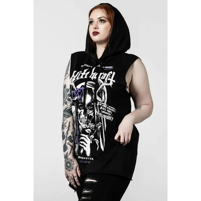 TANK TOP MET CAPUCHON UNISEX KILLSTAR  LOCAL COVEN CUTUP  ZWART