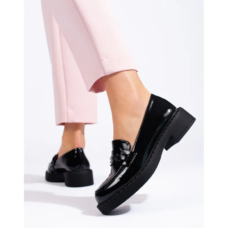 W. Potocki Potocki loafers voor dames op het zwarte plateau